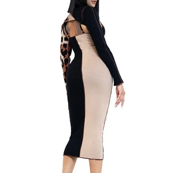 Two piece leopard sweater dress - Picture 3 of 3